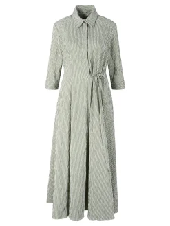 Gestreiftes Maxikleid mit Seersucker-Optik Grün