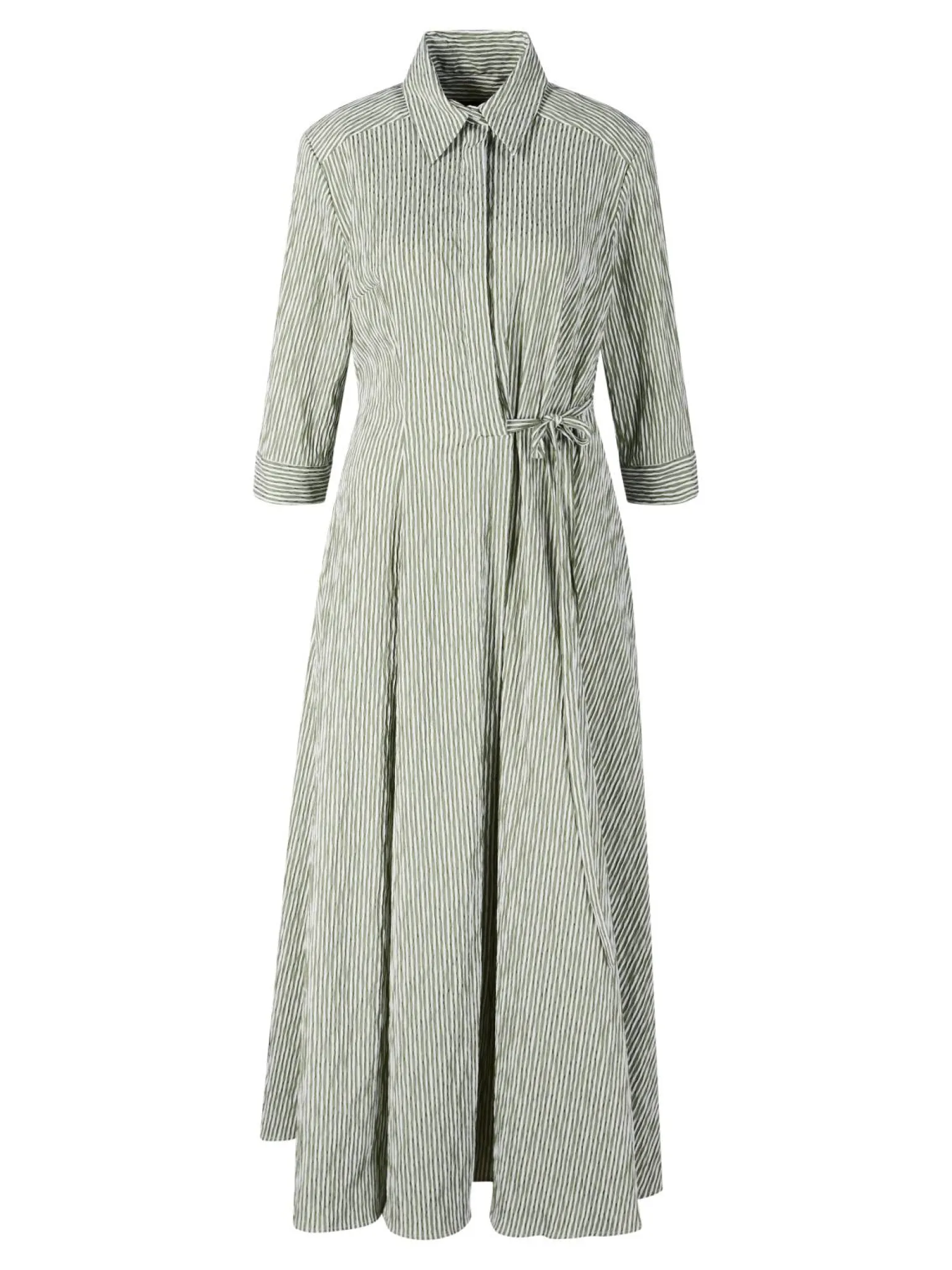 Gestreiftes Maxikleid mit Seersucker-Optik Grün
