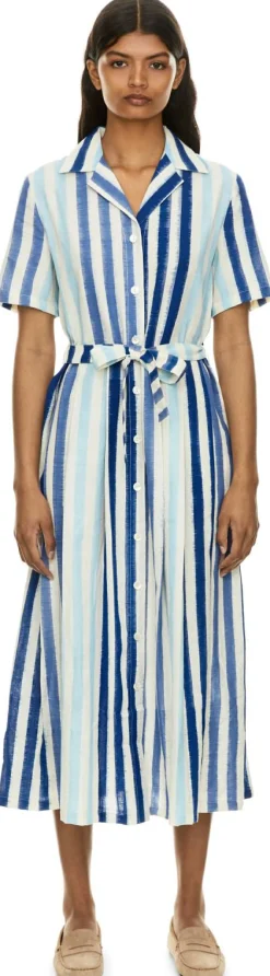Gestreiftes Midikleid 'Claudia' Blau
