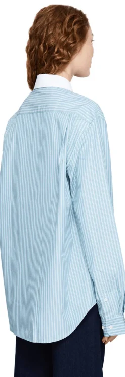 Gestreiftes Oversized Hemd Blau/Weiß