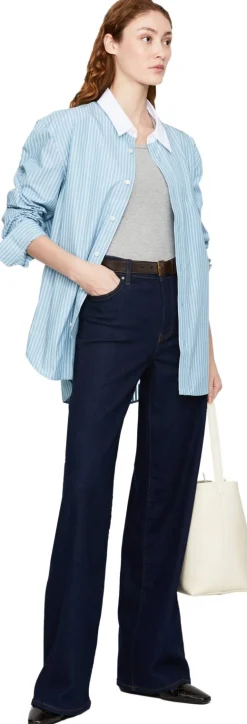 Gestreiftes Oversized Hemd Blau/Weiß