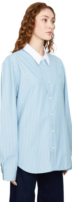 Gestreiftes Oversized Hemd Blau/Weiß