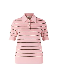 Gestreiftes Poloshirt mit Intarsienlogo Rosé