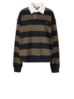 Gestreiftes Rugby-Poloshirt Grün/Schwarz