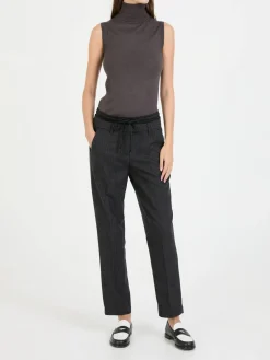 Gestreifte Stoffhose 'Karen' Grau