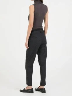 Gestreifte Stoffhose 'Karen' Grau