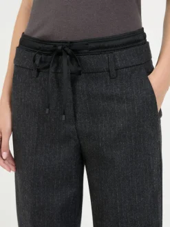 Gestreifte Stoffhose 'Karen' Grau