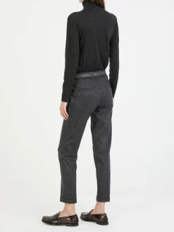 Gestreifte Stoffhose 'Kim' Grau