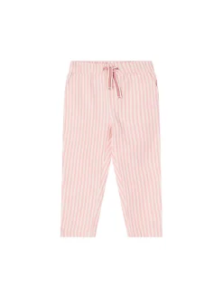 Gestreifte Stoffhose mit Logo-Print Rosa