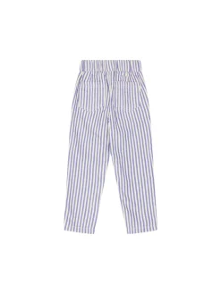 Gestreifte Stoffhose mit Logo-Print Blau