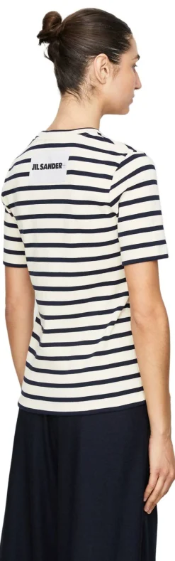 Gestreiftes T-Shirt Crème/Marineblau