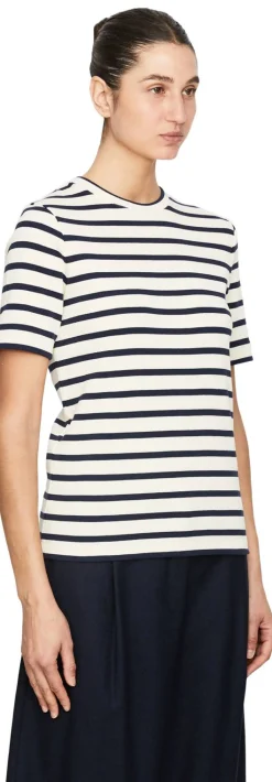 Gestreiftes T-Shirt Crème/Marineblau