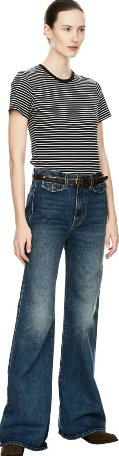 Gestreiftes T-Shirt 'Lana' Schwarz