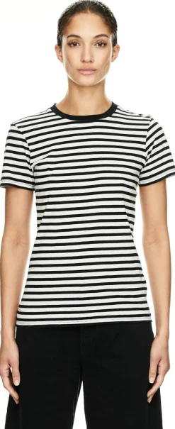 Gestreiftes T-Shirt 'Lana' Schwarz