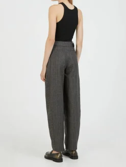 Gestreifte Wollhose Anthrazit