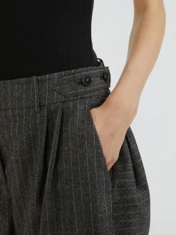 Gestreifte Wollhose Anthrazit
