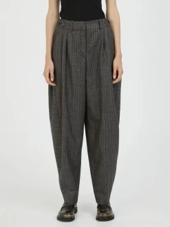 Gestreifte Wollhose Anthrazit