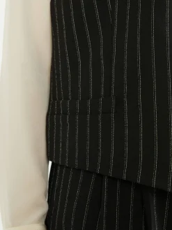 Gestreifte Wollweste Schwarz