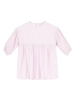 Gewebtes Kleid mit Blumenmuster Flieder