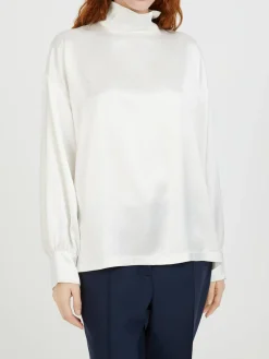 Glänzende Bluse Weiß