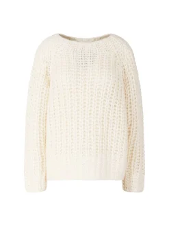 Handgestrickter Cashmere-Seidenpullover 'Valencia' Ecru