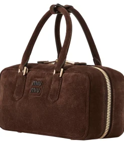Handtasche 'Arcadie' aus Veloursleder Dunkelbraun