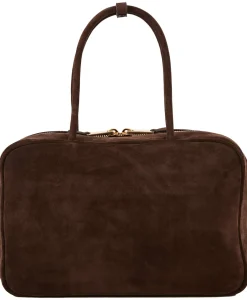 Handtasche 'Beau' aus Veloursleder Dunkelbraun
