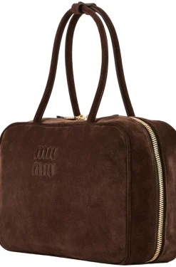 Handtasche 'Beau' aus Veloursleder Dunkelbraun