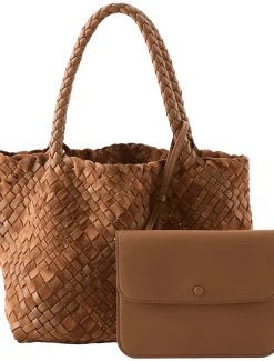 Handtasche 'Small Ruth' aus geflochtenem Leder Beige
