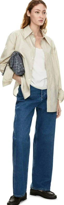 Hemd aus fließendem Seidensatin Beige