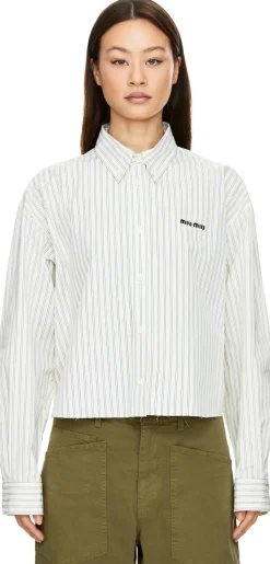 Hemd aus gestreiftem Chambray Beige