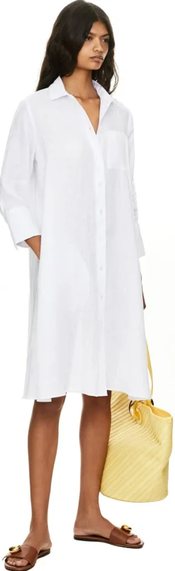 Hemdblusenkleid 'Lena' aus Leinen Weiß