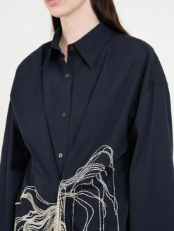 Hemd 'Clicks' mit Strass-Verzierung Marineblau