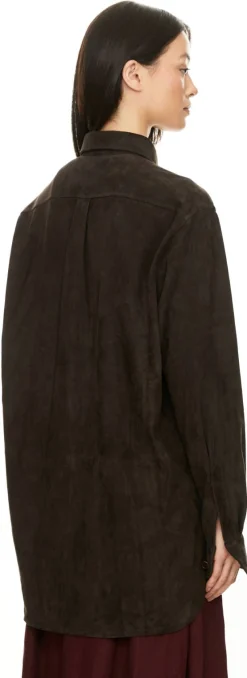 Hemdjacke 'Julian' aus Lammveloursleder Dunkelbraun