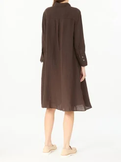 Hemdkleid aus Leinen Dunkelbraun