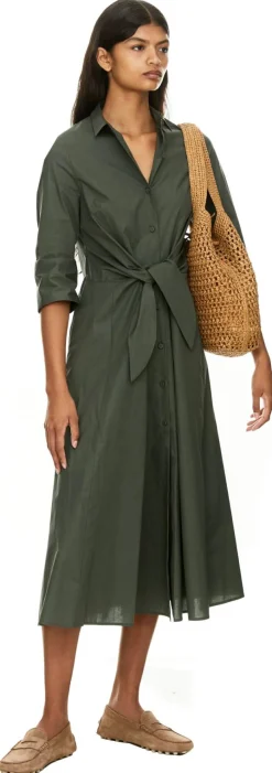 Hemdkleid mit Knotendetail Olivgrün