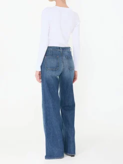 High-Rise-Bootcut Jeans 'Florence' Blau
