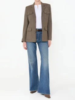 High-Rise-Bootcut Jeans 'Florence' Blau