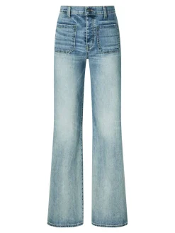 High-Rise-Bootcut Jeans 'Florence' Mittelblau