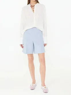 High-Waisted Wollshorts Hellblau
