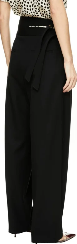 Hochtaillierte Wollhose Schwarz