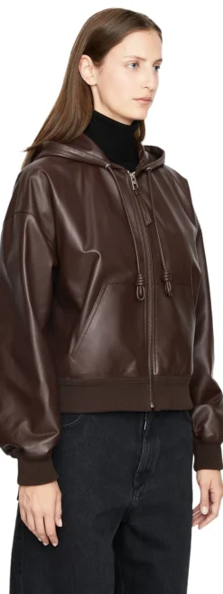 Hoodie 'Flamenco' aus Lammleder Dunkelbraun