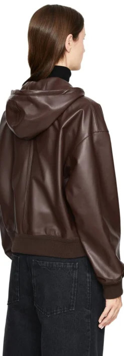 Hoodie 'Flamenco' aus Lammleder Dunkelbraun