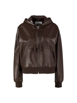 Hoodie 'Flamenco' aus Lammleder Dunkelbraun