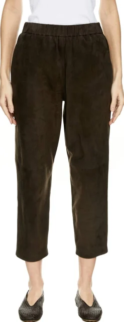 Hose 'Carrot' aus Veloursleder Braun