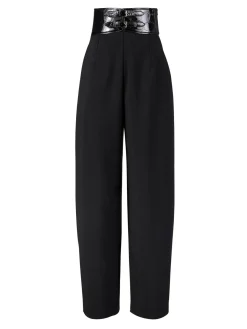Hose mit integriertem Gürtel Schwarz