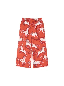 Hose mit Pferde-Print aus Popeline Rot