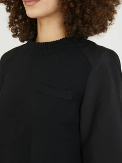 Hybridkleid aus Baumwoll-Gabardine Schwarz