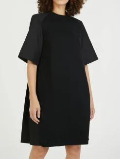 Hybridkleid aus Baumwoll-Gabardine Schwarz