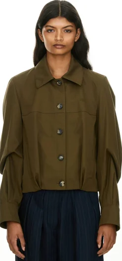 Jacke aus Baumwolle und Seide Khaki